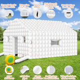 WUHUWOO Inflatable Nightclub 20x16.8x12 Ft, Large White Inflatable Party Club Tent for Adults Birthday Backyard Wedding Rental, 2 Doors and Logo Area WUHUWOO