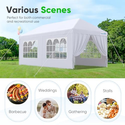 Quictent 10x20 Party Tent Outdoor Gazebo Wedding Canopy for Backyard with Removable Sidewalls & Elegant Church