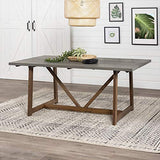Walker Edison Modern Farmhouse Small Kitchen Furniture Dining Room Table Wood, 72 Inch, Grey and Brown Walker Edison