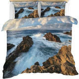YFIOYI Blue Sea Bedding Set, Summer Duvet Cover Sets, Scenery Soft Microfiber Comforter Cover Sets with 3 Pillow Shams, with Zipper（Long Single） YFIOYI