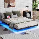 WLIVE Floating Full Bed Frame, 1500Lbs Heavy Duty Metal Platform with LED Light and Charging Station, No Box Spring Needed, Easy Assembly, No Noise, Full Size, Black WLIVE