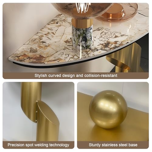 WOOOFA Modern Gold Console Table, Entryway Table with Smart Sensor Lights, Luxurious Marble Console Table, Sturdy and Easy to Clean, Sofa Table for Living Room, Hallway, Foyer, Bedroom WOOOFA