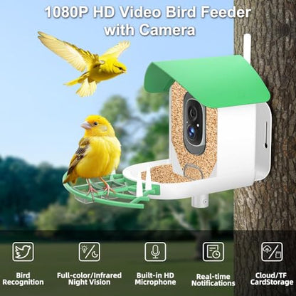 DEBARK® Smart Wild Bird Feeder with Camera Solar Powered, 1080P Video AI Camera for Beautiful Close-up Shots and a Unique Bird Watching Experience - WoodArtSupply