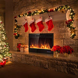 Tangkula 50 inches Electric Fireplace Insert with Thermostat, in-Wall Recessed and Wall Mounted 1500 W Faux Fireplace, Touch Screen Control, 9 Flamer Color, Temperature Control & Timer (50 inches) Tangkula