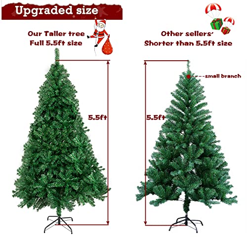 Bonnlo 5 Feet Unlit Artificial Christmas Pine Tree with Sturdy Metal Legs, Full 850 Tips Branch for Indoor and Outdoor, Green