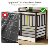 COZPAW 78 Inch Double Dog Crate Furniture, Extra Large Dog Kennel Indoor for 2 Dogs, Heavy Duty Dog Cage with Divider, Wooden Dog House Decorative Table TV Stand for XLarge Dogs (White&Brown) COZPAW