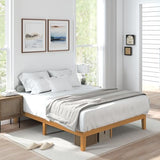 Sweetcrispy Solid Wood Bed Frame, Queen Size Bed Base with Wood Slat Support, Sturdy, Stylish & Noise-Free Design, No Box Spring Needed, Easy Assembly, 12 in Natural Pine Sweetcrispy