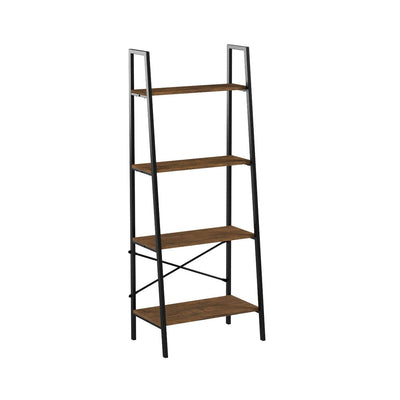 Blissun Ladder Shelf, 4-Tier Bookshelf, Storage Rack Shelf for Office, Bathroom, Living Room, Hazelnut Brown