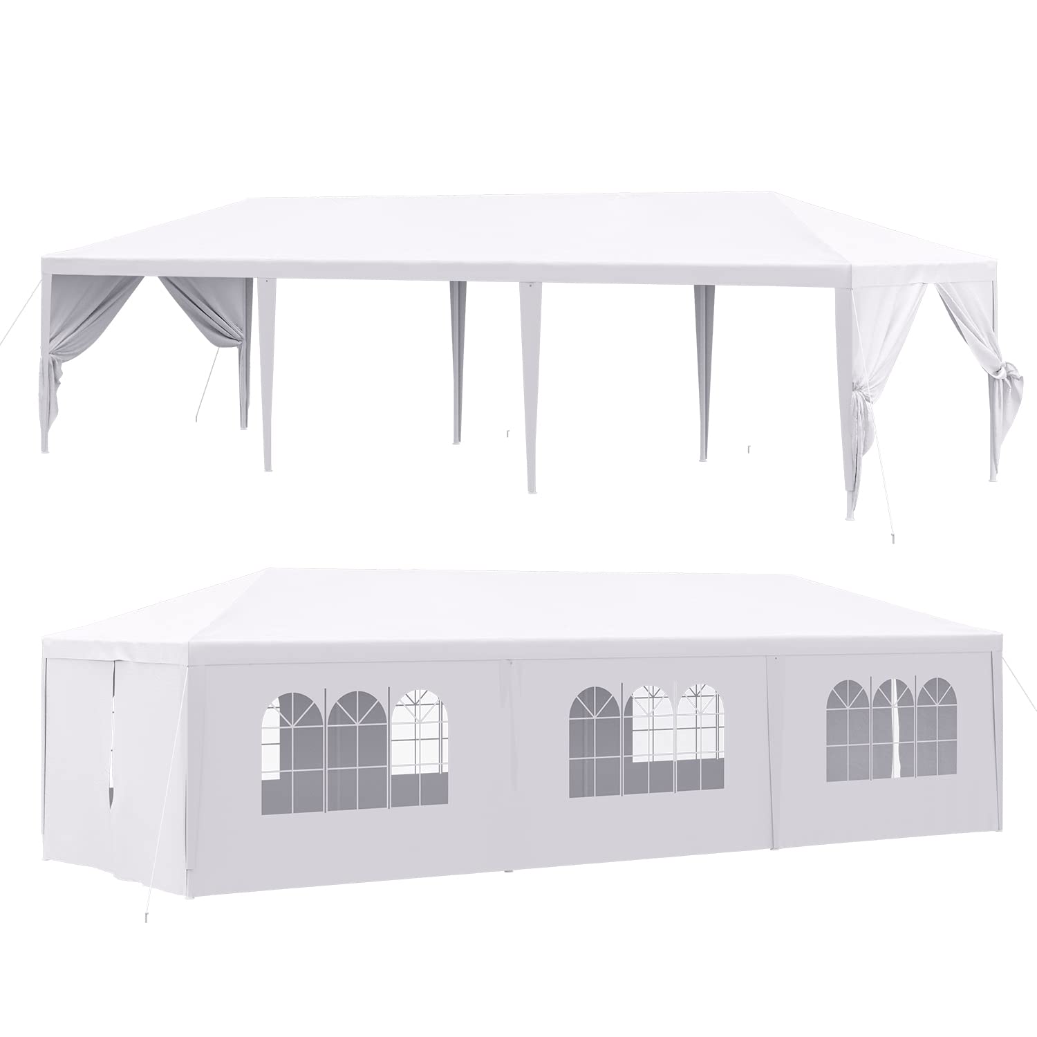 Devoko 10'x30' Outdoor Party Tent, Heavy Duty Canopy Event Wedding Tent for Parties Backyard Patio, White - WoodArtSupply