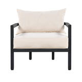 JIVOIT 4 Piece Multi-Person Outdoor Steel Sofa Set, Patio Furniture Sets Sectional Seating Group with Coffee Table, Waterproof, Anti-Rust and Anti-uv Sectional Set (Beige Cushion+Black Frame 9) JIVOIT