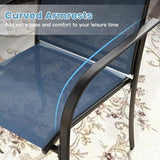 DIFY 11 Pieces Outdoor Patio Dining Set for 10, 60" Black Round Metal Dining Table and 10 Blue Stackable Sling Dining Chairs, Outdoor Table and Chairs for Lawn Garden Backyard Deck DIFY