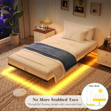 Awesofurni Floating Bed Frame Twin XL Size, Twin XL Bed Frame with Smart LED Lights, Heavy Duty Modern Metal Platform Bed No Box Spring Needed - Easy Assembly and Noise Free Awesofurni