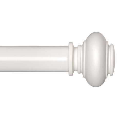 SIMEWIN White Curtain Rods for Windows 28 to 48 Inches Adjustable Decorative 1 Inch Diameter Single Window Curtain Rod Set with Classic Finials, White Finishing SIMEWIN