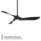 WAC Smart Fans Swirl Indoor and Outdoor 3-Blade Smart Home Ceiling Fan 54in Matte Black with 3000K LED Light Kit and Remote Control works with Alexa and iOS or Android App WAC Lighting