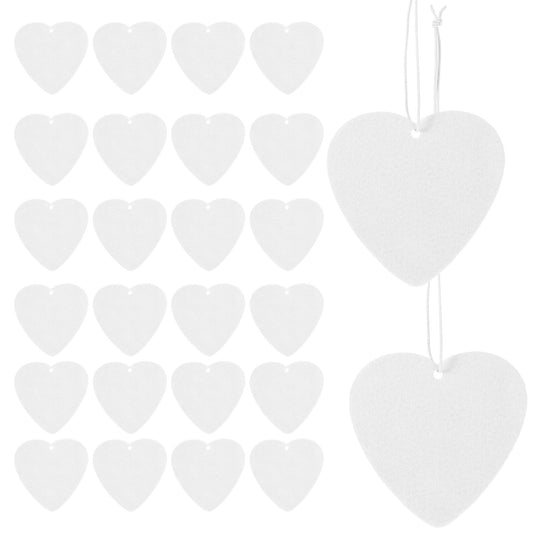 STOBOK Sublimation Blanks - Heart Shaped Blanks Sheets Car Scented Hanging Card Diy Air with 5 Elastic Rope for Car Home Decoration