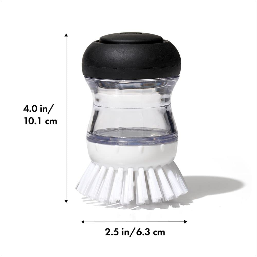 OXO Good Grips Soap Dispensing Palm Brush, Black/Clear/White OXO