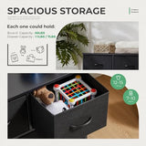 OLIXIS Dresser for Bedroom, 5 Storage Fabric Drawers, Metal Frame and Wooden Top, Tall Storage Drawer Dresser for Closet with Easy Pull Handles for Living Room, Entryway, Small Space Black OLIXIS