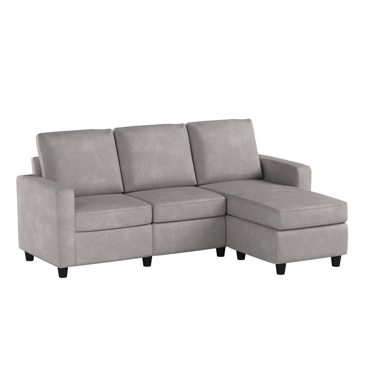 HONBAY Convertible Sectional Sofa, L Shaped Couch with Linen Fabric, Reversible Couch for Small Space, Light Grey HONBAY