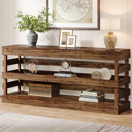Tribesigns 70.9-Inch Extra Long Console Table, Farmhouse Entryway Table with 3-Tier Storage Shelf, Narrow Sofa Table Behind Couch, Wood Console Table for Living Room, Hallwahy, Foyer Tribesigns