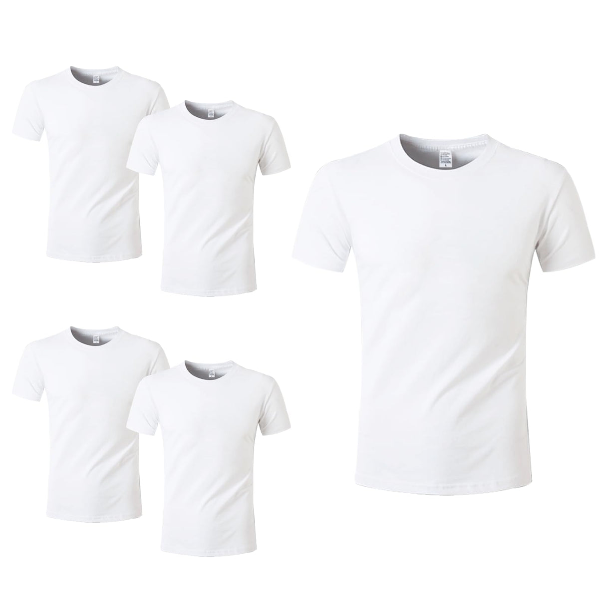 HTVRONT 5 Pack Polyester Sublimation T-Shirts Blanks - White Blank Crew Neck Short Sleeve Sublimation Shirts -Polyester Shirt for Sublimation - M HTVRONT