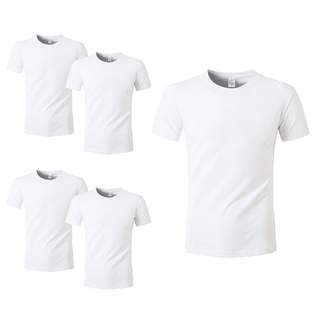 HTVRONT 5 Pack Polyester Sublimation T-Shirts Blanks - White Blank Crew Neck Short Sleeve Sublimation Shirts -Polyester Shirt for Sublimation - M HTVRONT
