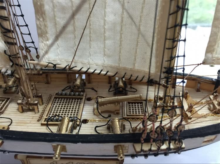 GAWEGM Wood Ship Model Kits for Adults to Build - Scale 1/100 1840 Halcon Baltimore Ship Wooden Model Kit, with Brass Upgrade Accessories, for Collections, DIY Handmade Crafts GAWEGM