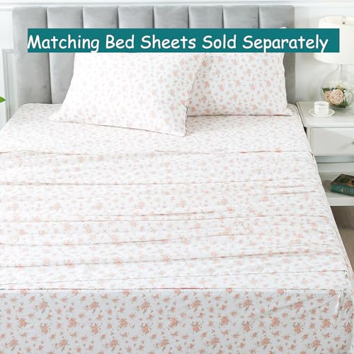 FADFAY Full Duvet Cover Set Pink Floral Comforter Cover 100% Cotton Girls Pink White Flower Bedding Garden Style Blush Bedding for All Season Soft Bedding with 2 Pillowcases, Full FADFAY