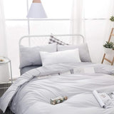 Wake In Cloud - Striped Comforter Set, 100% Cotton Fabric, Ticking Stripe Vertical Pinstripe Neutral Farmhouse Aesthetic, 3 Pieces Bedding Set, Gray, King Size Wake In Cloud