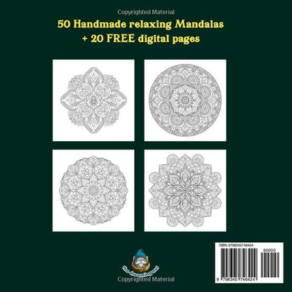 Mandala: Large Print Stress Free Coloring Book. Mandala Coloring Book for Adults. 50 Handmade Relaxing Mandalas. Mindfullness coloring book