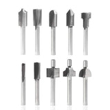 Saiper 10pcs HSS Carpentry Router Bits 1/8 Inch( 3mm ) Shank Engraving Bits Fit for Dremel Foredom Rotary Tools Set for Edge Grooving Wood Deburring Engraving and Milling Saipor