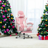 GTPLAYER Gaming Chair, Computer Chair with Footrest and Lumbar Support, Height Adjustable Game Chair with 360°-Swivel Seat and Headrest and for Office or Gaming (Faux Leather, Pink) GTPLAYER