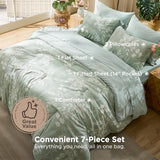 Bedsure Queen Comforter Set - 7 Pieces Floral Sage Green GentleSoft™ Bedding Sets, Queen Bed in a Bag with Botanical Flowers Winter Comforter, Sheets, Pillowcases & Shams Bedsure