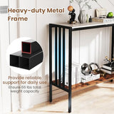 Giantex 36" Narrow Console Table, 2-Tier Industrial Entryway Table with Open Storage Shelves & Metal Frame, Faux Marble Sofa Table Behind Couch for Living Room, Hallway, Foyer, White & Rustic Brown Giantex