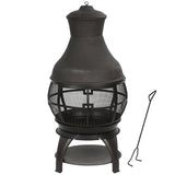 BALI OUTDOORS Wood Burning Fire Pits Chimenea Outdoor Fireplace Wooden Firepit, Brown-Black BALI OUTDOORS