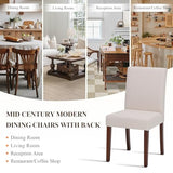 Upholstered Parsons Dining Chairs Set of 6, Modern Dining Room Chairs with Back, Fabric Kitchen Side Chairs with Wood Legs for Dinner Farmhouse Restaurant, Beige MALOL