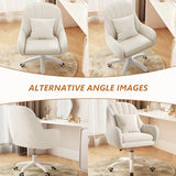 JPBSTO Cute Home Office Chair Velvet Upholstered Desk Chairs with Mid Back Swivel Adjustable Makeup Vanity Computer Chair with Wheels JPBSTO