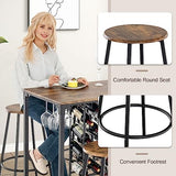 COSTWAY 5-Piece Bar Height Dining Set, 4-Person Table and Stools with Wine Racks & Glass Holders, Kitchen Breakfast Set for Home, Coffee Shop, Rustic Brown & Black COSTWAY
