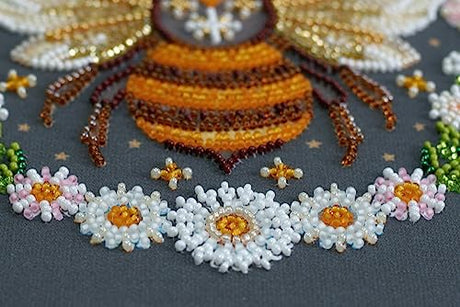 Abris Art Bead Embroidery Kit Honey Dream. DIY Beadwork Craft Kit for Beginners. Hand Made Beading kit from, Ukraine. Stylish Needlework Set, Needlepoint Pattern Colorful bee Decor Wall Art Abris Art