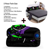 BDUCOK 5 Pieces Gamer Comforter Set for Boys Gaming Bedding Set Twin Size,Video Game Controller Comforter for Boys Kids Adult 3D Gamepad Microfiber Bed in A Bag Sets3001,Twin BDUCOK