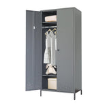 YEEZER Metal Armoire Wardrobe Closet Cabinet for Hanging Clothes with Lock Doors, -74" Steel Lockable Wardrobe Storage Locker Clothes Organizer for Bedroom, Laundry Room (Dark Gray) YEEZER
