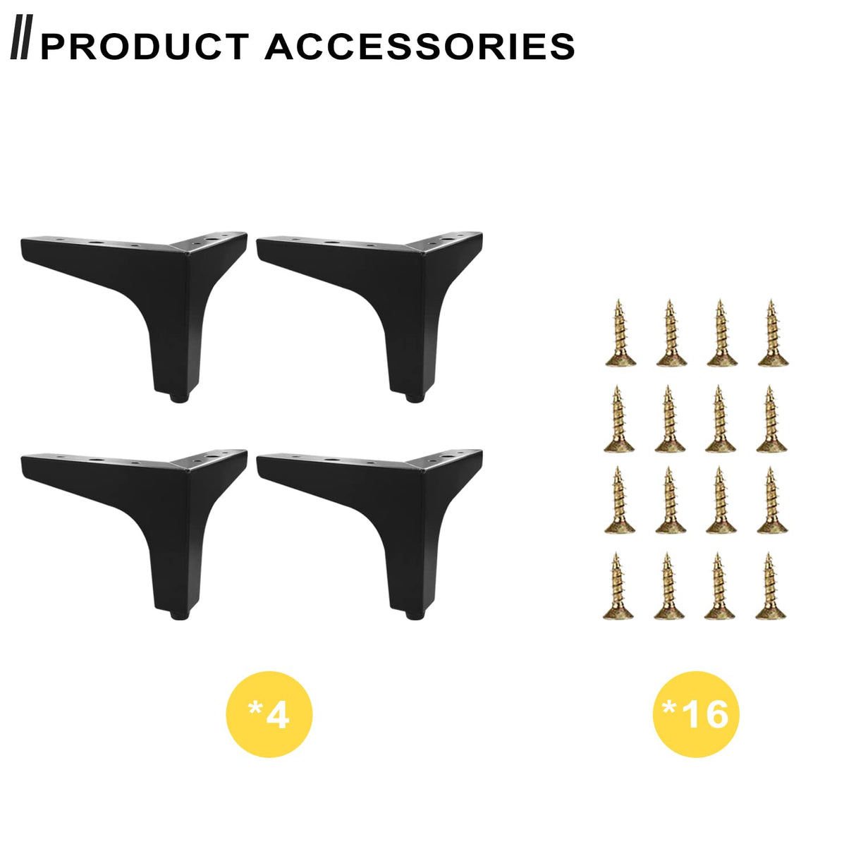AODIOU Furniture Legs Metal Feet: Cabinet Legs 4 Inch Triangle Feet Replacement Dresser Legs Set of 4 AODIOU