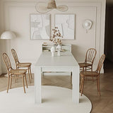 DMAITH 20"-99" White Extendable Dining Table with Storage for 2-10 People, Modern Modular Extension Table, Space-Saving Extra Long Folding Dining Table, Multifunctional Conference Meeting Table DMAITH