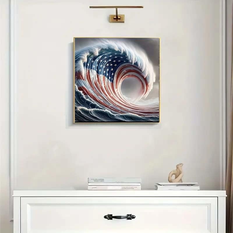 CXYQLC DIY 5D Diamond Painting Kits for Adults,Diamond Painting Full Drill Crystal Rhinestone Embroidery Craft Kits for Home Wall Decor Gifts 11.8x11.8inch(American Flag Waves) CXYQLC