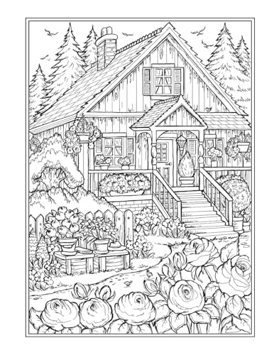Creative Haven Small-Town Charm Coloring Book (Adult Coloring Books: In The Country) WoodArtSupply