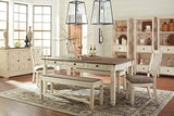 Signature Design by Ashley Bolanburg Farmhouse Rectangular Dining Table, 3 Drawers On Each Side, Seats 6, Wood, 71.88" W x 39.88" D x 31.13" H, Whitewash Signature Design by Ashley