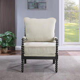 OSP Home Furnishings Eliza Spindle Accent Chair, Linen Fabric with Black Wood OSP Home Furnishings