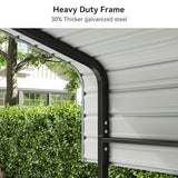 10x15FT Heavy Duty Metal Carport Canopy with Galvanized Steel Roof, Multi-Use Shelter Outdoor Garage for Car, Boat, Party,Gray PURARELAX