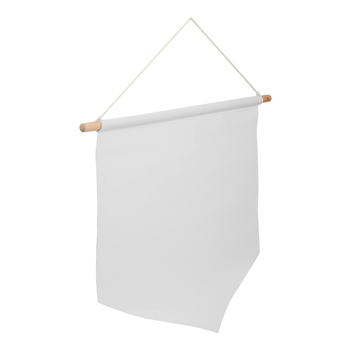 SOUJAP 6 Pcs Blank Canvas Banners, 13 x 13.7 Inch Pin Wall Display Banners with Wooden Dowel and rope, White Canvas Banners Flags for Decorating, DIY SOUJAP