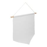 SOUJAP 6 Pcs Blank Canvas Banners, 13 x 13.7 Inch Pin Wall Display Banners with Wooden Dowel and rope, White Canvas Banners Flags for Decorating, DIY SOUJAP