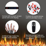 Valuxhome 30 Inches Recessed and Wall Mounted Electric Fireplaces Insert for Living Room with Remote,1500W/750W,13 Fuel Bed Colors, Overheating Protection, Crystal, Touch Screen, Timer, Black Valuxhome